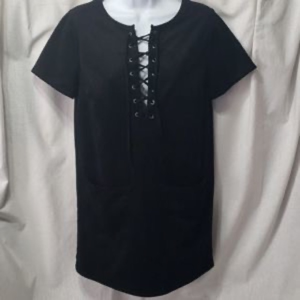 Forever 21 Lace Up Black Mini Dress